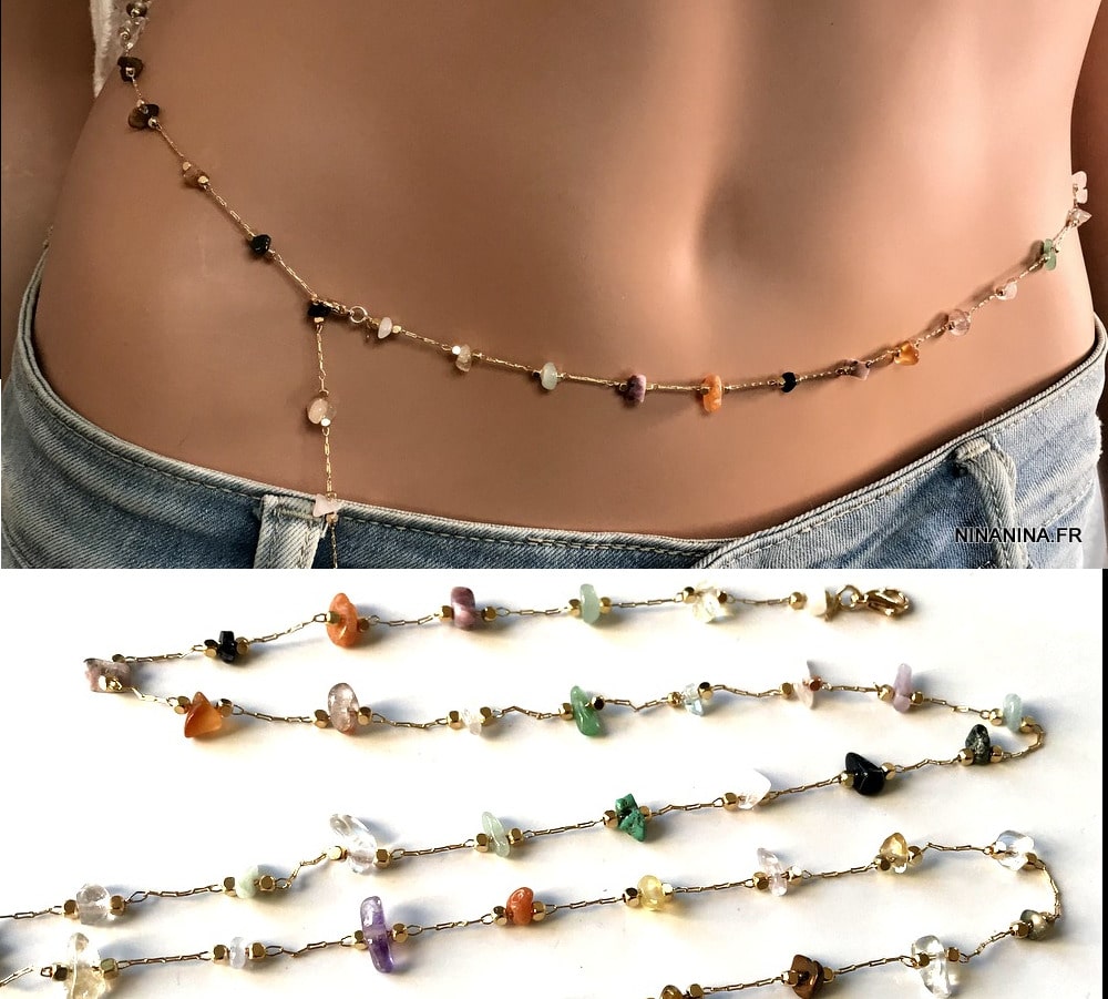 Bijou multicolore pour taille femme laiton pierres fines – Image 2