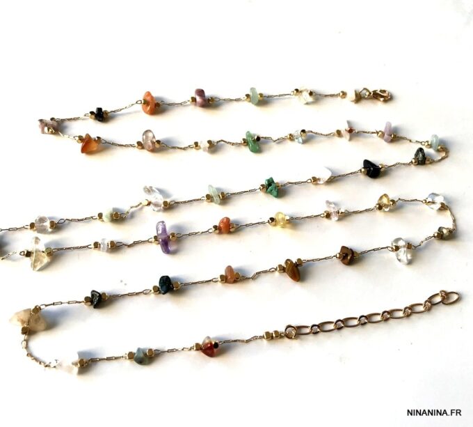 N7434d Bijou multicolore pour taille femme laiton pierres fines - Bijoux de corps en ligne Ninanina