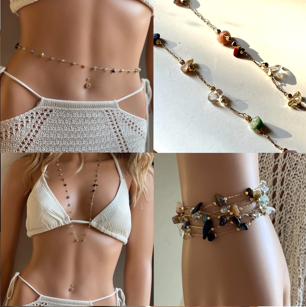 Bijou multicolore pour taille femme laiton pierres fines – Image 6