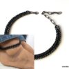 N7439a Bracelet Homme cheville métal noir maille plate - Bijoux de pied en ligne Ninanina