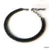 N7439c Bracelet Homme cheville métal noir maille plate - Bijoux de pied en ligne Ninanina