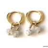 N7441b Mini Creoles Diamant blanc véritable Argent 925 plaqué or - Bijoux Boucles d'oreilles en ligne Ninanina