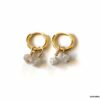 N7441d Mini Creoles Diamant blanc véritable Argent 925 plaqué or - Bijoux Boucles d'oreilles en ligne Ninanina
