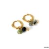 N7443e Creole Emeraude verte véritable Argent 925 plaqué or - Bijoux Boucles d'oreilles en ligne Ninanina