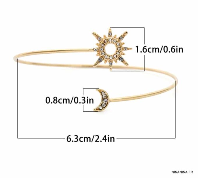 N7445 Arm Bracelet de bras ou biceps lune et soleil doré - Bijoux Bracelets en ligne Ninanina