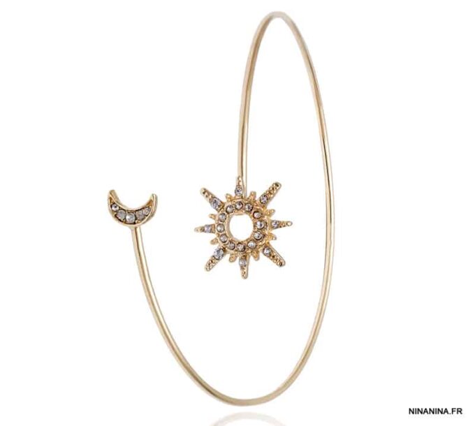 N7445d Arm Bracelet de bras ou biceps lune et soleil doré - Bijoux Bracelets en ligne Ninanina