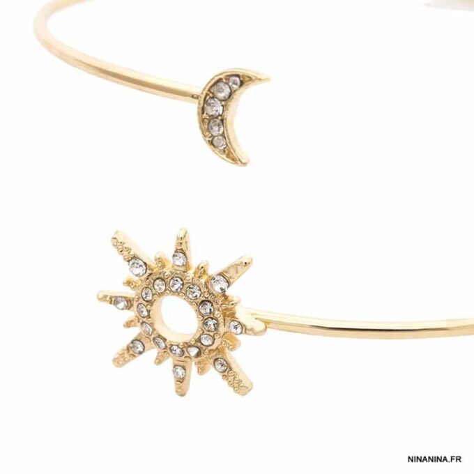 N7445g Arm Bracelet de bras ou biceps lune et soleil doré - Bijoux Bracelets en ligne Ninanina