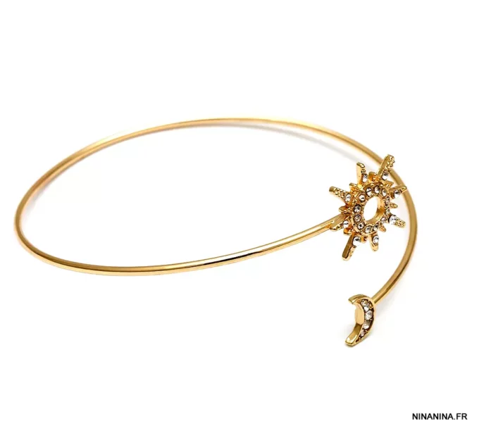 N7445i Arm Bracelet de bras ou biceps lune et soleil doré - Bijoux Bracelets en ligne Ninanina