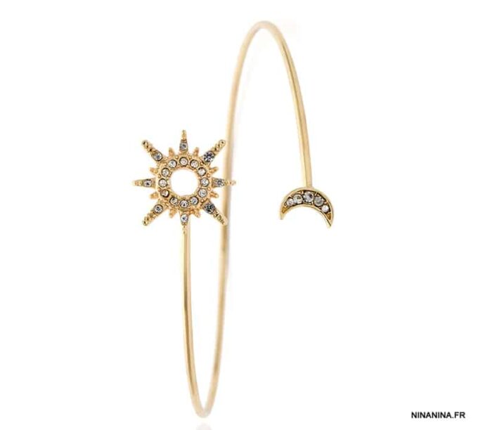 N7445j Arm Bracelet de bras ou biceps lune et soleil doré - Bijoux Bracelets en ligne Ninanina
