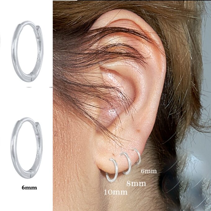 N7448 Créoles diamètre 6mm argent 925 minimalistes - Bijoux Boucles d'oreilles en ligne Ninanina