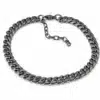 N8636c Bracelet Homme cheville artisanal acier noir maille plate - Bijoux de pieds hommes en ligne Ninanina