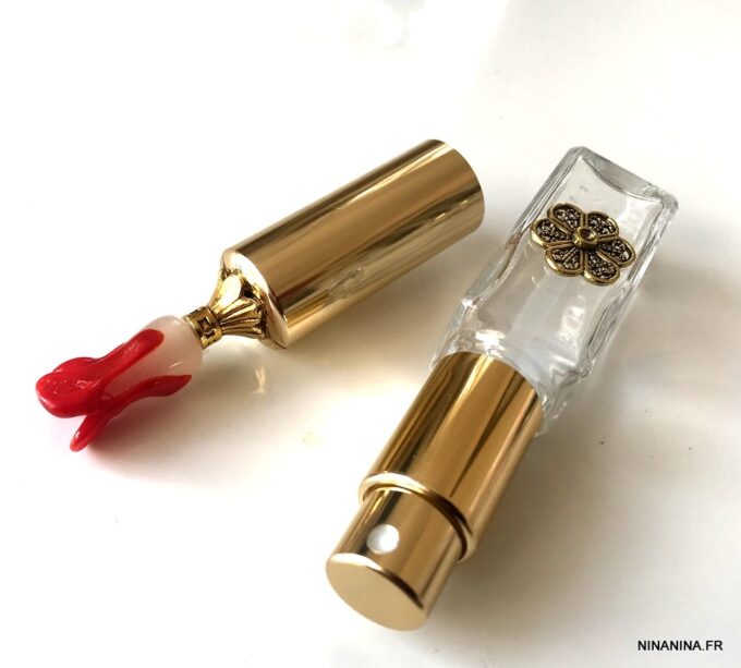 N7463E Vaporisateur a parfum rechargeable verre métal doré - Accessoires parfumeurs en ligne Ninanina