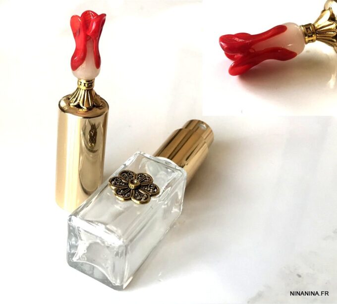 N7463H Vaporisateur a parfum rechargeable verre métal doré - Accessoires parfumeurs en ligne Ninanina