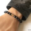 N7472c Bracelet oeil de tigre et pierre de lave homme - Bijoux Bracelets en ligne Ninanina