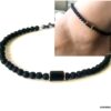 N7477b Bracelet de cheville pour homme pierre lave oeil de tigre - Bijoux de pied en ligne Ninanina