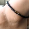 N7477c Bracelet de cheville pour homme pierre lave oeil de tigre - Bijoux de pied en ligne Ninanina