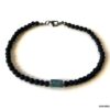 N7478b Bracelet cheville homme pierre volcanique apatite bleue - Bijoux de pied en ligne Ninanina