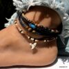 N7478J Bracelet cheville homme pierre volcanique apatite bleue - Bijoux de pied en ligne Ninanina