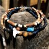 N7478L Bracelet cheville homme pierre volcanique apatite bleue - Bijoux de pied en ligne Ninanina