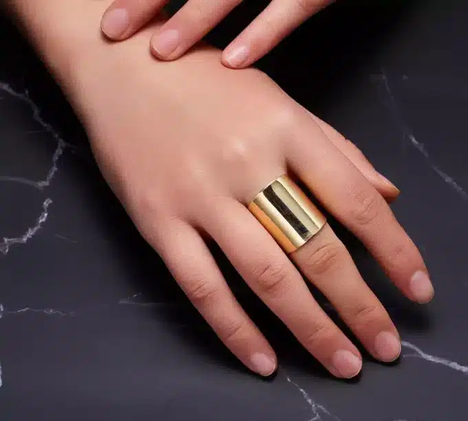 N6323c Bague large dorée femme fantaisie réglable ajustable - Bijoux Bagues en ligne Ninanina