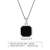 N7491a Collier pendentif carré onyx noir acier inoxydable homme - Bijoux Colliers en ligne Ninanina