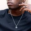 N7491d Collier pendentif carré onyx noir acier inoxydable homme - Bijoux Colliers en ligne Ninanina