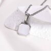 N7491h Collier pendentif carré onyx noir acier inoxydable homme - Bijoux Colliers en ligne Ninanina