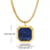 N7493a Pendentif Lapis Lazuli carré collier chaine Acier doré - Bijoux Colliers en ligne Ninanina