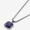 N7494a Collier pendentif Lapis Lazuli bleu carré Acier Inoxydable - Bijoux Colliers en ligne Ninanina