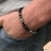 N7495q Bracelet pierre de lave véritable et Turquoise Africaine - Bijoux Bracelets en ligne Ninanina