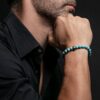 N7504 Bracelet tête de mort homme luxe turquoise naturelle - Bijoux Bracelets en ligne Ninanina