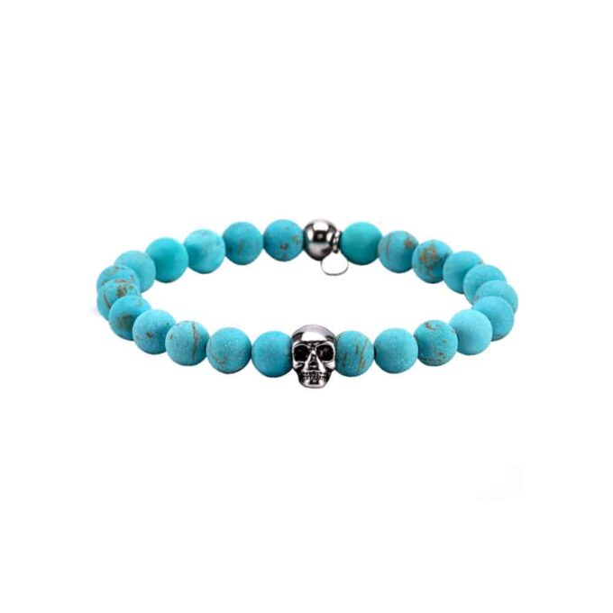 N7504a Bracelet tête de mort homme luxe turquoise naturelle - Bijoux Bracelets en ligne Ninanina