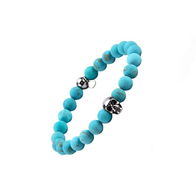 N7504b Bracelet tête de mort homme luxe turquoise naturelle - Bijoux Bracelets en ligne Ninanina