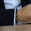 N7506a Bracelet pierres naturelles homme oeil de tigre onyx noir - Bijoux Bracelets en ligne Ninanina