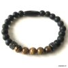 N7506c Bracelet pierres naturelles homme oeil de tigre onyx noir - Bijoux Bracelets en ligne Ninanina