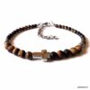 N7496k Bracelet croix chrétienne Acier inoxydable Oeil de Tigre - Bijoux Bracelets en ligne Ninanina