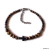 N7496m Bracelet croix chrétienne Acier inoxydable Oeil de Tigre - Bijoux Bracelets en ligne Ninanina