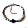 N7497h Bracelet croix chrétienne Acier turquoise africaine vert - Bijoux Bracelets en ligne Ninanina
