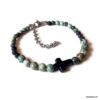 N7497i Bracelet croix chrétienne Acier turquoise africaine vert - Bijoux Bracelets en ligne Ninanina