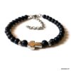 N7498h Bracelet avec une croix Acier inoxydable perle onyx noir - Bijoux Bracelets en ligne Ninanina