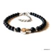 N7498j Bracelet avec une croix Acier inoxydable perle onyx noir - Bijoux Bracelets en ligne Ninanina