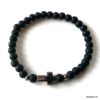 N7498M Bracelet avec une croix Acier inoxydable perle onyx noir - Bijoux Bracelets en ligne Ninanina