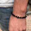 N7499b Bracelet perle tete de mort homme Acier Onyx noir - Bijoux Bracelets en ligne Ninanina