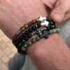 N7499d Bracelet perle tete de mort homme Acier Onyx noir - Bijoux Bracelets en ligne Ninanina