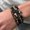 N7499h Bracelet perle tete de mort homme Acier Onyx noir - Bijoux Bracelets en ligne Ninanina