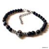 N7499l Bracelet perle tete de mort homme Acier Onyx noir - Bijoux Bracelets en ligne Ninanina