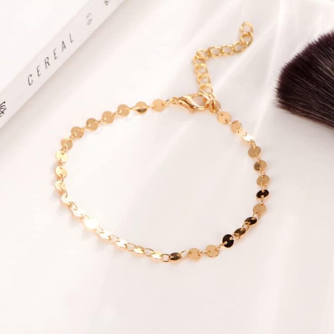 N7528h Bracelet de cheville doré pastilles dorées en Acier - Bijoux Bracelets en ligne Ninanina