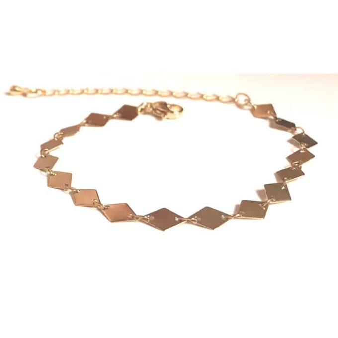 N7536 Bracelet acier inoxydable doré femme motif losange - Bijoux Bracelets en ligne Ninanina