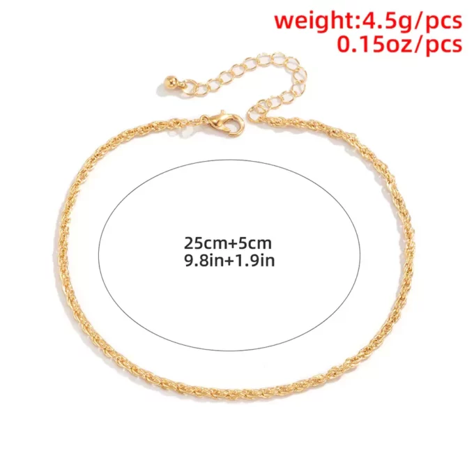 N7546c Chaine de pied pour homme Acier inox doré corde - Bijoux de pied hommes en ligne Ninanina