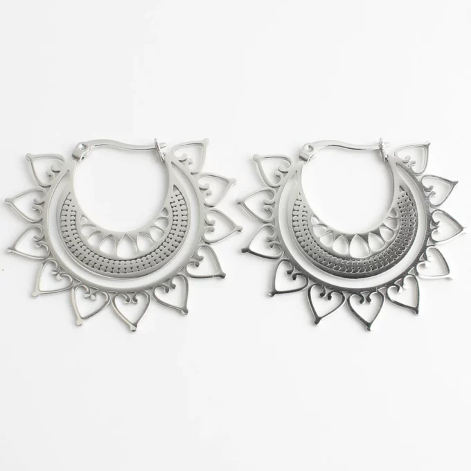 N7571 Boucles d'oreilles boheme chic Acier inoxydable argent - Bijoux Boucles d'oreilles femmes en ligne Ninanina